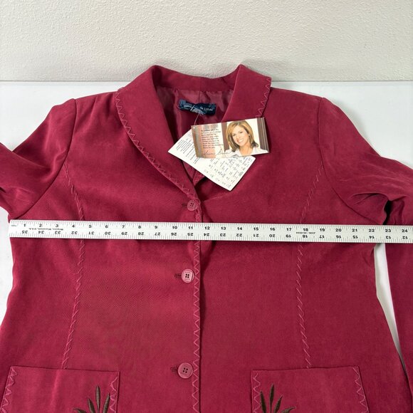Susan Graver Stretch Moleskin Western Jacket Size L Red Floral Embroidered NWT - Picture 9 of 14
